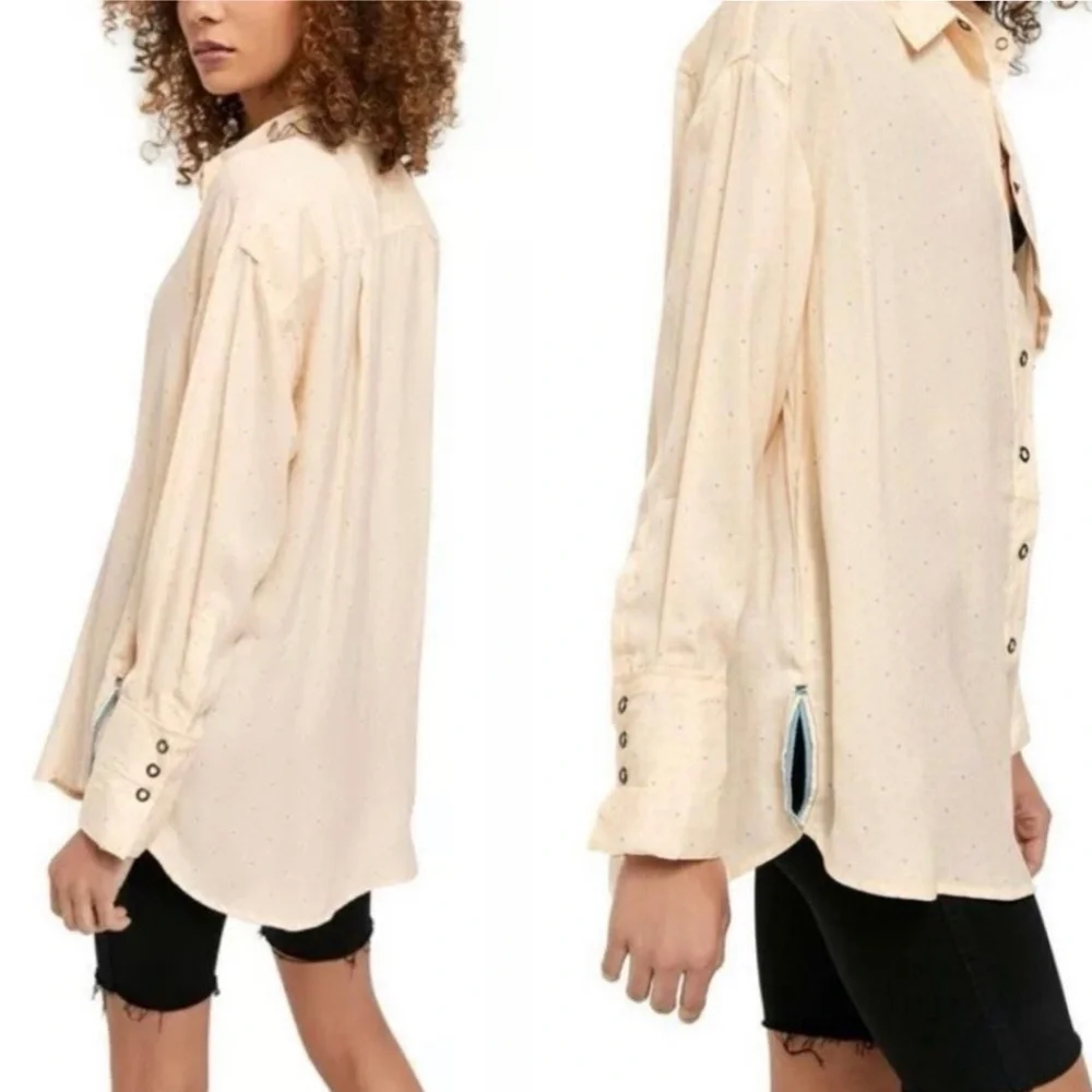Free‎ People All Smiles Shirt Blouse Top In Ivory